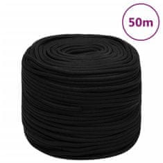 Vidaxl Pracovné lano čierne 10 mm 50 m polyester