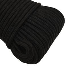 Vidaxl Pracovné lano čierne 5 mm 100 m polyester