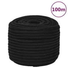 Vidaxl Pracovné lano čierne 14 mm 100 m polyester