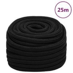 Vidaxl Pracovné lano čierne 25 mm 25 m polyester