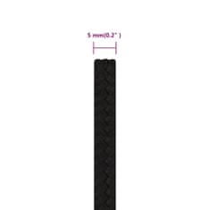 Vidaxl Pracovné lano čierne 5 mm 50 m polyester