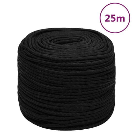 Vidaxl Pracovné lano čierne 8 mm 25 m polyester