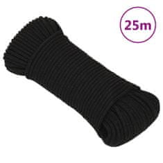 Vidaxl Pracovné lano čierne 5 mm 25 m polyester