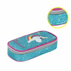 Oxybag Púzdro na ceruzky UNICORN modré glitter PP