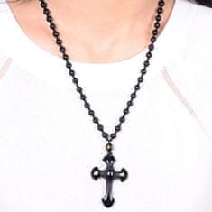 IZMAEL Náhrdelník Obsidian Cross-Čierna KP7349