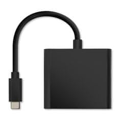 Qoltec Adaptér USB 3.1 typ C samec | HDMI A samica + USB 3.0 typ A samica + USB 3.1 typ C PD | 0,2 m | Čierna