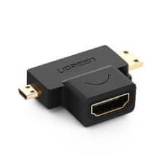 Ugreen adaptér HDMI typu A (samica) na mini HDMI (samec) / micro HDMI (samec) - Čierna KP26494