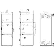 Defro Home Krbové kachle QUADROM, oceľ biela, rohové presklenie, CPV