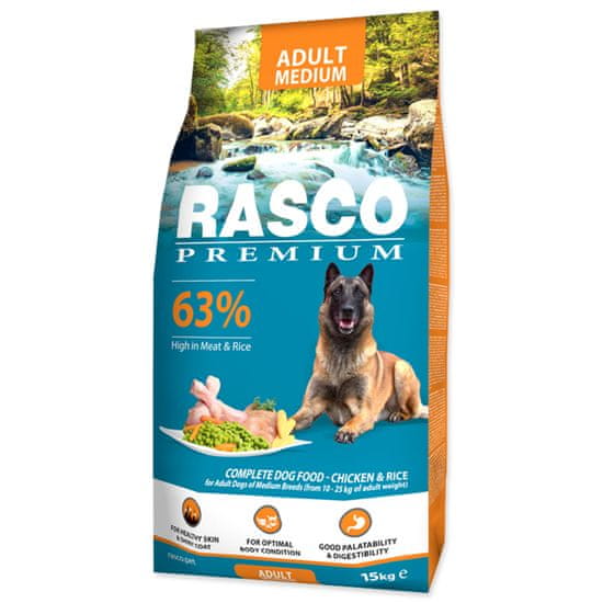 RASCO PREMIUM Granule Adult Medium kuře s rýží 15 kg