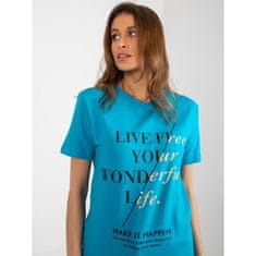FANCY Dámske tričko s nápismi ELADIA modré FA-TS-8384.90_394289 Univerzálne
