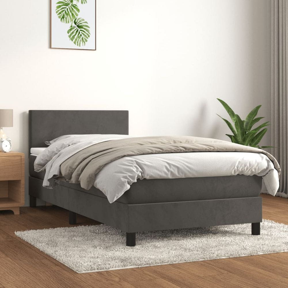 Petromila vidaXL Posteľný rám boxspring s matracom tmavosivý 90x190 cm zamat