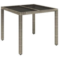 Petromila vidaXL Záhradný stôl so sklenenou doskou sivý 90x90x75 cm polyratan