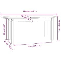 Vidaxl Konferenčný stolík sivý 110x55x45 cm borovicový masív