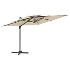 Vidaxl Dvojitý konzolový dáždnik pieskovo-biely 300x300 cm