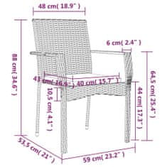 Vidaxl Záhradné stoličky so sedákmi 4 ks polyratanové sivé