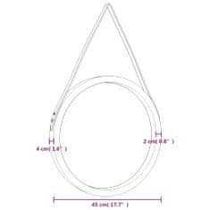 Vidaxl Nástenné zrkadlo s popruhom strieborná Ø 45 cm