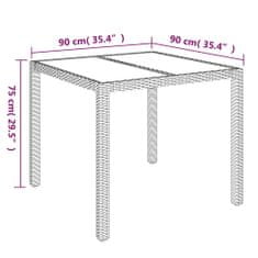 Petromila vidaXL Záhradný stôl so sklenenou doskou sivý 90x90x75 cm polyratan