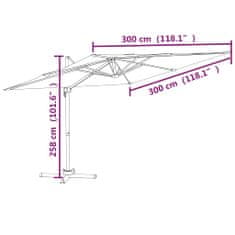 Petromila vidaXL Závesný slnečník s hliníkovou tyčou pieskovobiely 300x300 cm