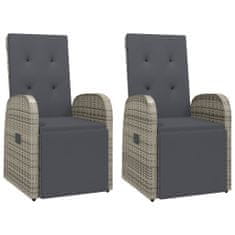 Petromila vidaXL Záhradné sklápacie stoličky so sedákmi 2 ks sivé polyratan