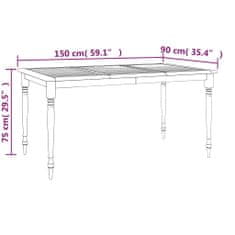 Vidaxl Batavia stôl 150x90x75 cm tíkové masívne drevo