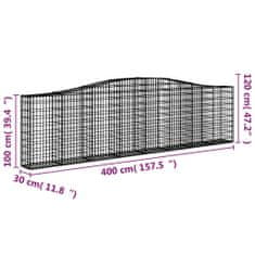 Vidaxl Oblúkový gabionový kôš 400x30x100/120 cm pozinkované železo