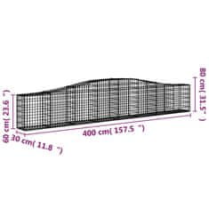 Vidaxl Oblúkový gabionový kôš 8 ks 400x30x60/80 cm pozinkované železo