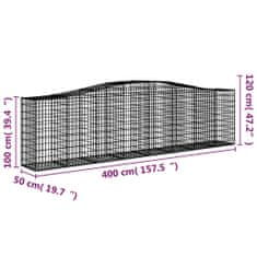 Petromila vidaXL Oblúkové gabiónové koše 2 ks 400x50x100/120cm pozinkov. železo