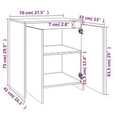 Vidaxl Komoda betónovo sivá 70x41x75 cm spracované drevo