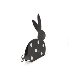 Homla JINGA kovová dekorácia králika čiernobiela 13x13 cm