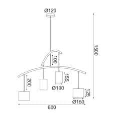 ACA ACA Lighting závesné svietidlo LED 4XE27 kov čierna plus koža D60XH150CM ESCALA DCR39219