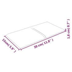 Vidaxl Nástenné panely 12 ks vínovo-červené 30x15 cm látkové 0,54 m²