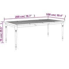 Vidaxl Batavia stôl 200x100x75 cm tíkové masívne drevo