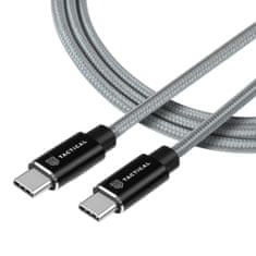 Tactical Dátový kábel Aramid Fast Rope USB-C/USB-C 100W 20V/5A 2m šedý