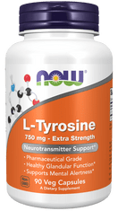 NOW Foods L-Tyrosine, 750 mg, 90 rastlinných kapsúl