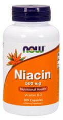 NOW Foods Niacín (Vitamín B3), 500 mg, 100 kapsúl