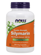 NOW Foods Double Strength Silymarín milk thistle extract (extrakt z pestreca s artičokom a púpavou), 300 mg, 200 rastlinných kapsúl