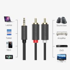 Ugreen AV102 audio kábel 3.5mm mini jack / 2RCA 1.5m, čierny