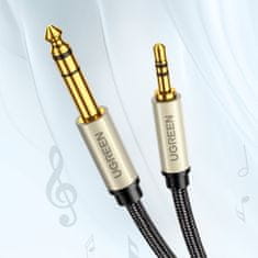 Ugreen audio kábel TRS 3.5mm jack / 6.35mm jack 1m, šedý