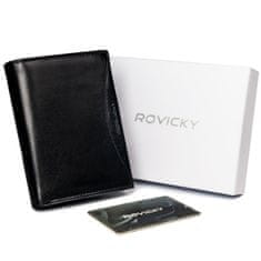 Rovicky Bohato vybavená pánska peňaženka z prírodnej RFID lícovej kože