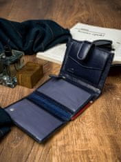 Rovicky Pestrofarebná pánska vertikálna peňaženka so zapínaním, RFID prírodná koža