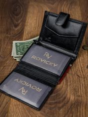Rovicky Pestrofarebná pánska vertikálna peňaženka so zapínaním, RFID prírodná koža