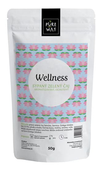 Pureway WELLNESS sypaný zelený čaj aromatizovaný, ochutený, Pureway, 40 g