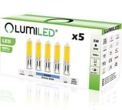 LUMILED 5x LED žiarovka G9 capsule 5W = 50W 560lm 6500K Studená biela 360° COB