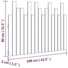 Vidaxl Nástenné čelo postele čierne 108x3x80 cm masívna borovica