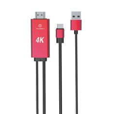 Northix Kábel USB-C na HDMI s konektorom USB-A - červený 