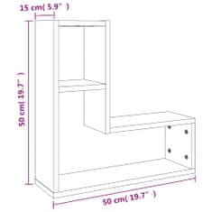 Vidaxl Nástenné police 2 ks dymový dub 50x15x50 cm spracované drevo