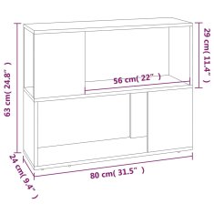 Vidaxl Knižnica/deliaca stena dymový dub 80x24x63 cm