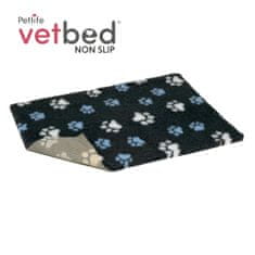 VetBed protišmyk / Drybed grafitová modrej a bielej packy DELUXE 100 x 75 cm, vlas 30 mm