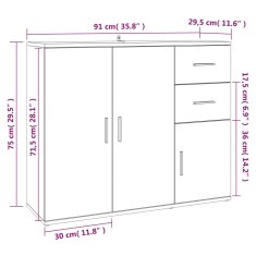 Petromila vidaXL Komoda biela 91x29,5x75 cm spracované drevo