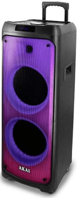 prenosný reproduktor akai PARTY SPEAKER 1010 super zvuk Bluetooth usb aux vstup ľad svetla karaoke funkcie fm tuner 100 w výkon led svetelnej diódy